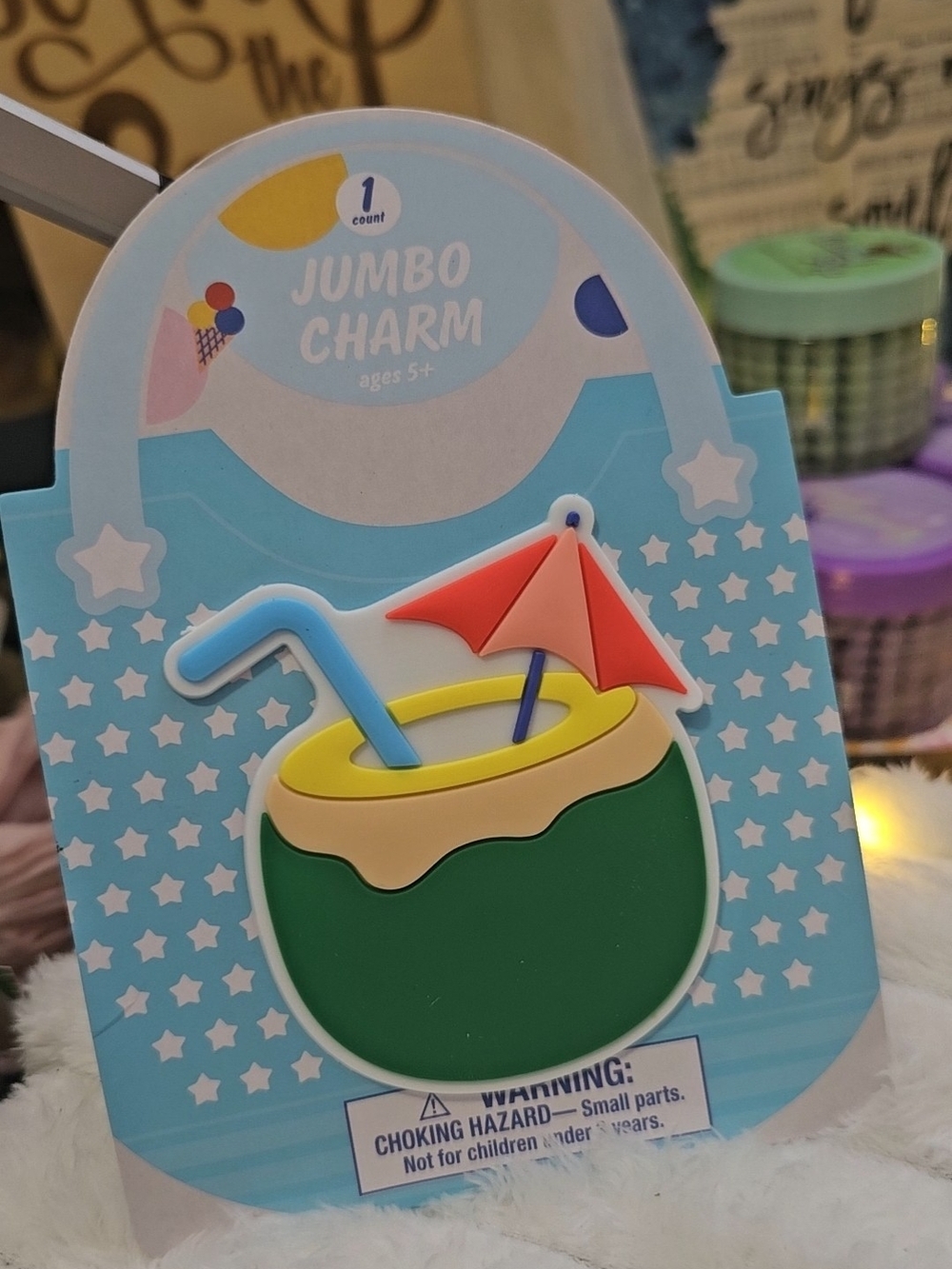 Jumbo Bogg Bag Charm Tropical Drink Keychain Charm - Green & Yellow